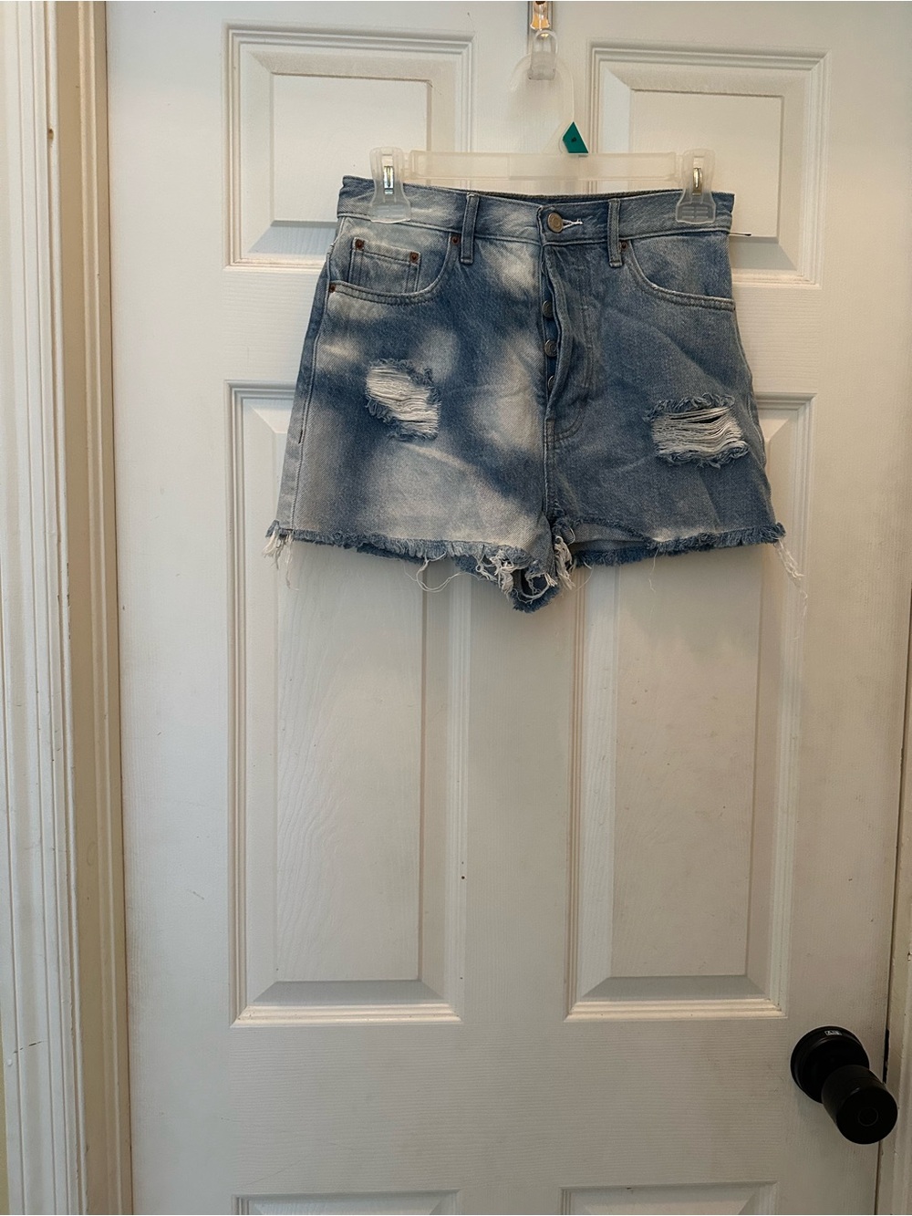 Women’s Distressed Denim Shorts - Light Blue